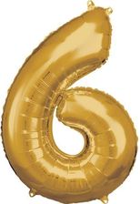 Zdjęcie Amscan Balon Foliowy Cyfra 6 Złoty 88cm - Czempiń
