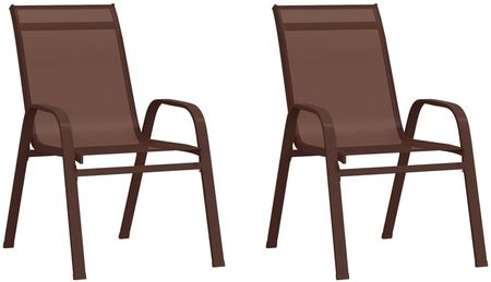 Vidaxl Sztaplowane Krzesła Ogrodowe 2 Szt. Brąz Tworzywo Textilene