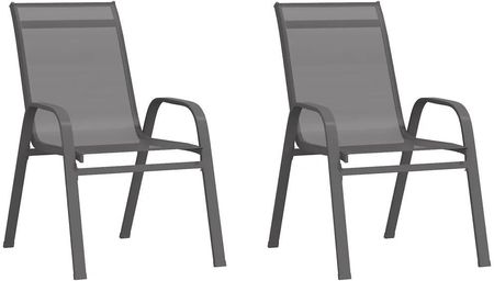 Sztaplowane Krzesła Ogrodowe 2 Szt. Szare Tworzywo Textilene