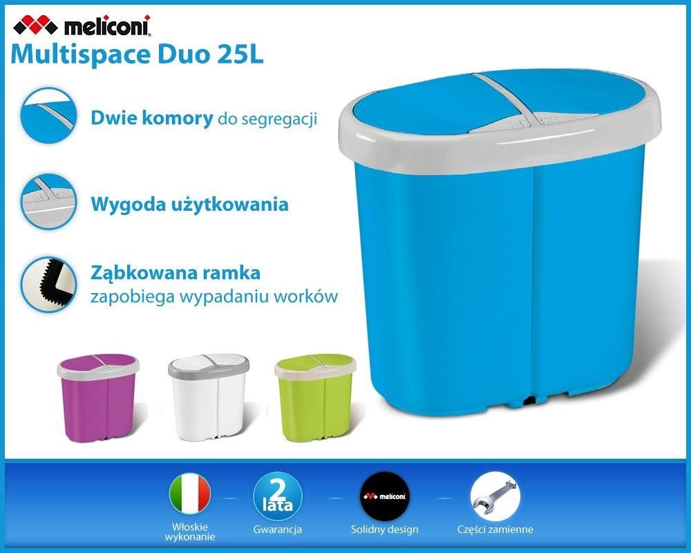 Meliconi Kosz do segregacji odpadów Multispace Duo biały 25l 14106002134BH - zdjęcie 1 Meliconi Kosz do segregacji odpadów Multispace Duo biały 25l 14106002134BH