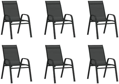 Sztaplowane Krzesła Ogrodowe 6 Szt. Czarne Tworzywo Textilene