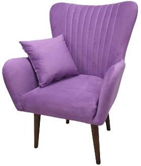 Fotel skandynawski Olivia z pionowymi przeszyciami fioletowy