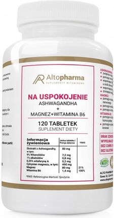 Tabletki Altopharma Ashwaganda + Magnez + Wit B6 Stres Zmęczenie 120 szt.