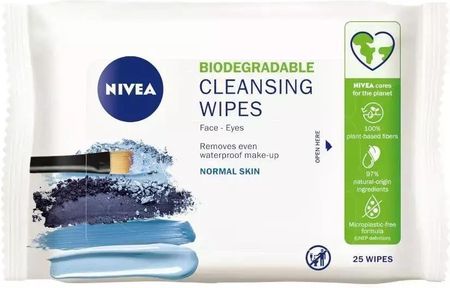 Biodegradable Cleansing Wipes Biodegradowalne 3W1 Odświeżające Chusteczki Do Demakijażu 25Szt.