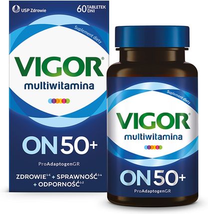 Vigor On 50+ zestaw witamin i minerałów z żeń-szeniem i reishi 60 tabletek