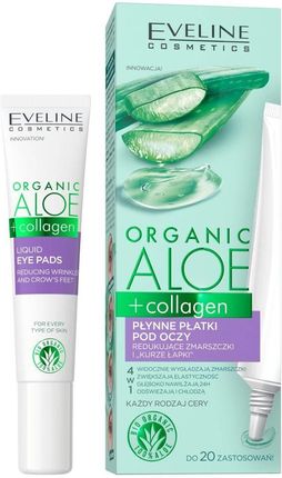 Organic Aloe + Collagen Płynne Płatki Pod Oczy Redukujące Zmarszczki I Kurze Łapki 4w1 20 ml