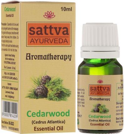 Sattva Olejek Cedrowy Ayurveda Aromatherapy Cedarwood Essential Oil 10 Ml 410884737890