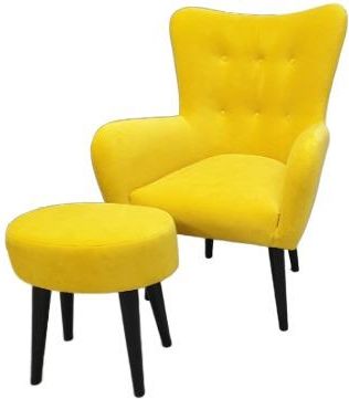 Fotel skandynawski z podnóżkiem Olivia żółty