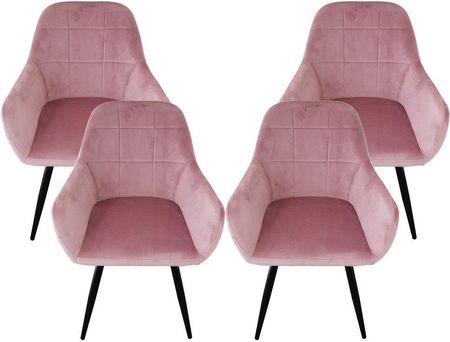 Bituxx Różowe Krzesła Welurowe Wytrzymałe Komplet 4 Sztuki Nowoczesne Stylowe 1328371