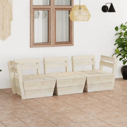 Vidaxl Ogrodowa Sofa 3-Osobowa Z Palet Impregnowane Drewno Świerkowe