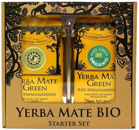 Organic Mate Green Zestaw Yerba Mate + Yerba Mate Limao + Bombilla 2 x 50g Bio