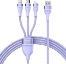 Baseus Kabel USB 3w1 Flash Series USB-C + micro USB + Lightning 100W 1.2m Fioletowy