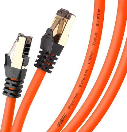 Duronic CAT8 1,5 m Kabel sieciowy LAN pomarańczowy Ethernet transmisja 40GB skrętka pachcord S/FTP