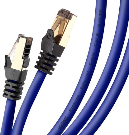 Duronic CAT 8 1,5 m Kabel sieciowy S/FTP niebieski transmisja 40GB skrętka LAN pachcord