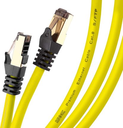 Duronic CAT8 1,5 m Kabel sieciowy LAN żółty S/FTP Ethernet transmisja 40GB skrętka pachcord