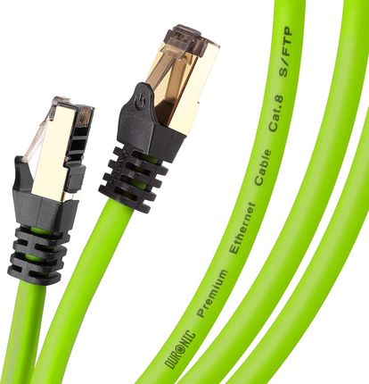 Duronic CAT8 3 m Kabel sieciowy LAN S/FTP zielony transmisja 40GB skrętka ethernet pachcord