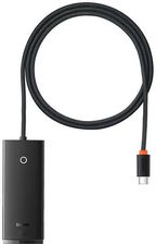 Zdjęcie Hub 4w1 Baseus Lite Series USB-C do 4x USB 3.0 + USB-C, 1m (czarny)(WKQX030401) - Drobin