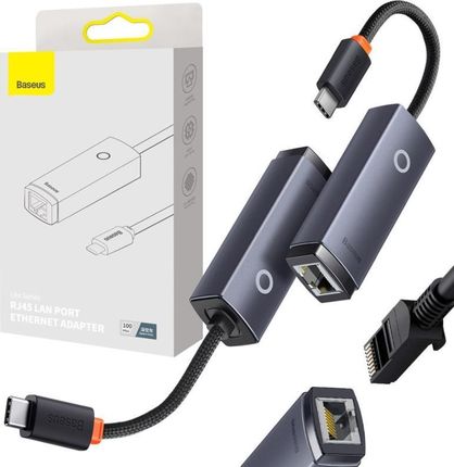 Adapter sieciowy Baseus Lite Series USB-C do RJ45, 100Mbps (szary) (WKQX000213)