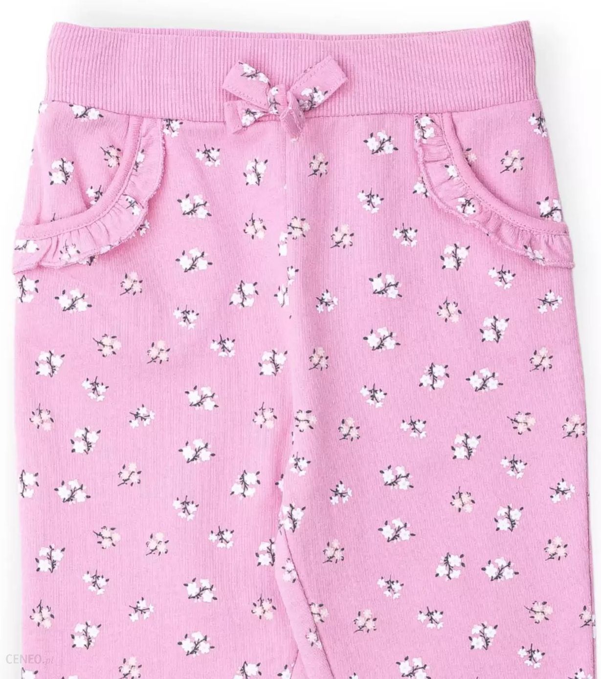 Spodnie dziewczęce dresowe, różowe w drobne kwiatki