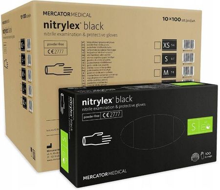 Mercator Medical Rękawice Rękawiczki Nitrylowe Nitrylex Black S Karton 10X100Szt.