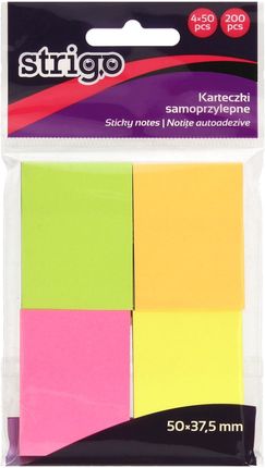 Strigo Karteczki Samoprzylepne 50X37.5 4X50 Neon Ssn005