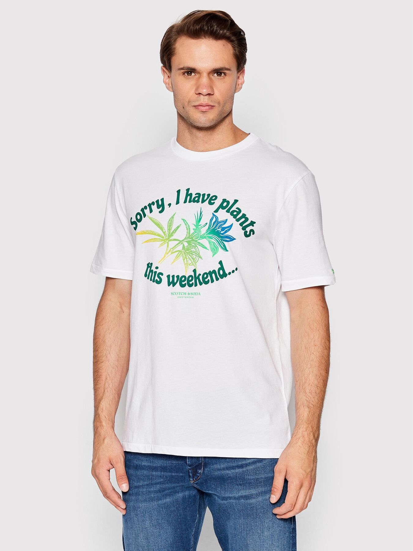 Scotch Soda T Shirt 169209 Bia y Regular Fit Ceny i opinie Ceneo.pl