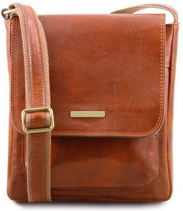 Tuscany Leather Jimmy - skórzana torba na ramię dla mężczyzn z przednią kieszenią , kolor miodowy TL141407