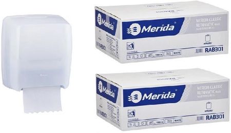 Merida Mechaniczny Podajnik Harmony + 2 Kartony Ręcznika Papierowego Automatic - Makulatura Bielona