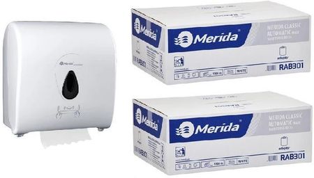 Merida Mechaniczny Podajnik Top + 2 Kartony Ręcznika Papierowego Automatic - Makulatura Bielona