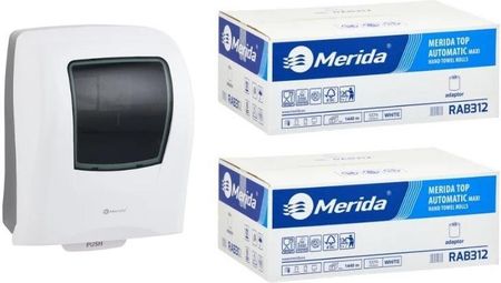Merida Mechaniczny Podajnik One Biały + 2 Kartony Ręcznika Papierowego Automatic - Celuloza