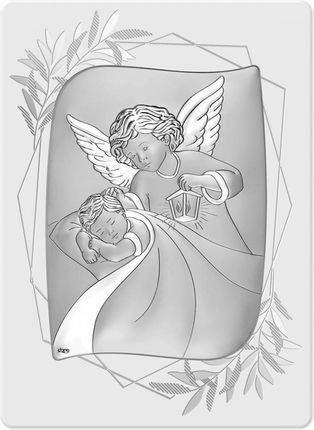 Obrazek srebrny Aniołek Pamiątka Chrztu Świętego DS134FO