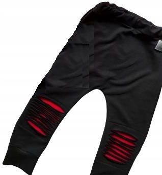 Spodnie czarno czerwone rozmiar 98