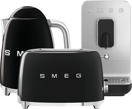 SMEG Ekspres BCC01 z tosterem i czajnikiem KLF03 50's Retro Style Czarny