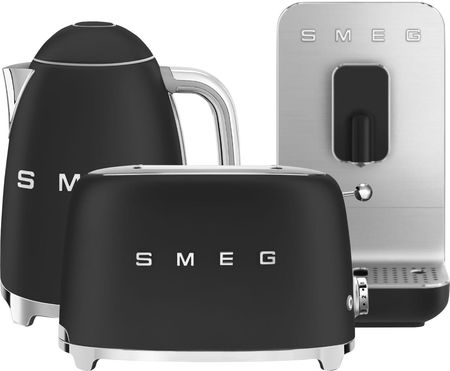 SMEG Ekspres BCC01 z tosterem i czajnikiem KLF03 50's Retro Style Czarny matowy