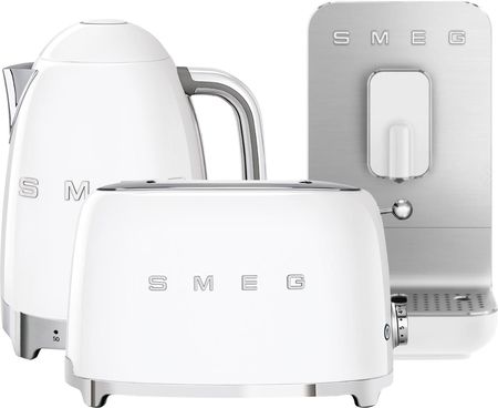 SMEG Ekspres BCC01 z tosterem i czajnikiem KLF04 50's Retro Style Biały