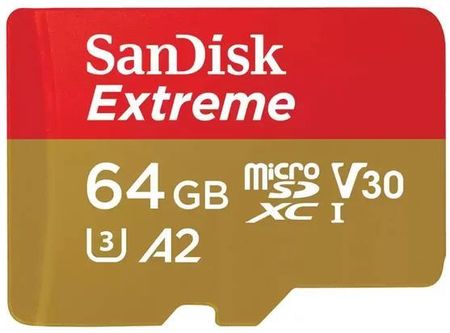 Sandisk Extreme 64 Gb Microsdxc Uhs-I Klasa 10 (Sdsqxah064Ggn6Ma)