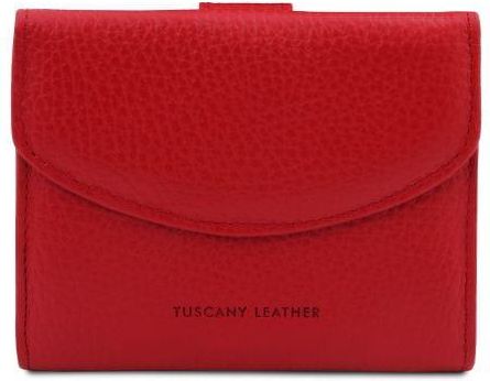 Tuscany Leather Calliope - składany skórzany portfel męski z kieszenią na monety , kolor czerwony TL142058