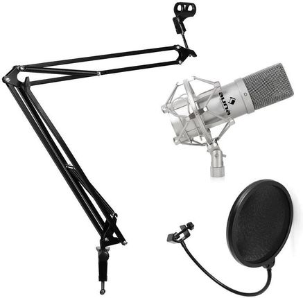 Electronic-Star Studyjny zestaw mikrofonowy mikrofonstatyw mikrofonowy pop filtr srebrny
