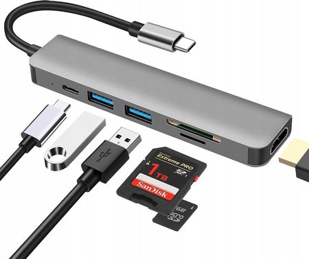 Adapter Hub USB C 3.0 CZYTNIK TF HDMI 4K 6w1 Mac PD