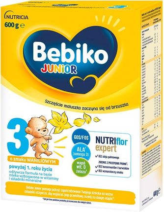 Bebiko Junior 3 odżywcza formuła na bazie mleka dla dzieci powyżej 1. roku o smaku waniliowym 600g