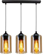 Zdjęcie BISTRO LAMPA WISZĄCA CZARNY 3X40W E27 KLOSZ BRĄZOWY (3300545) - Bydgoszcz
