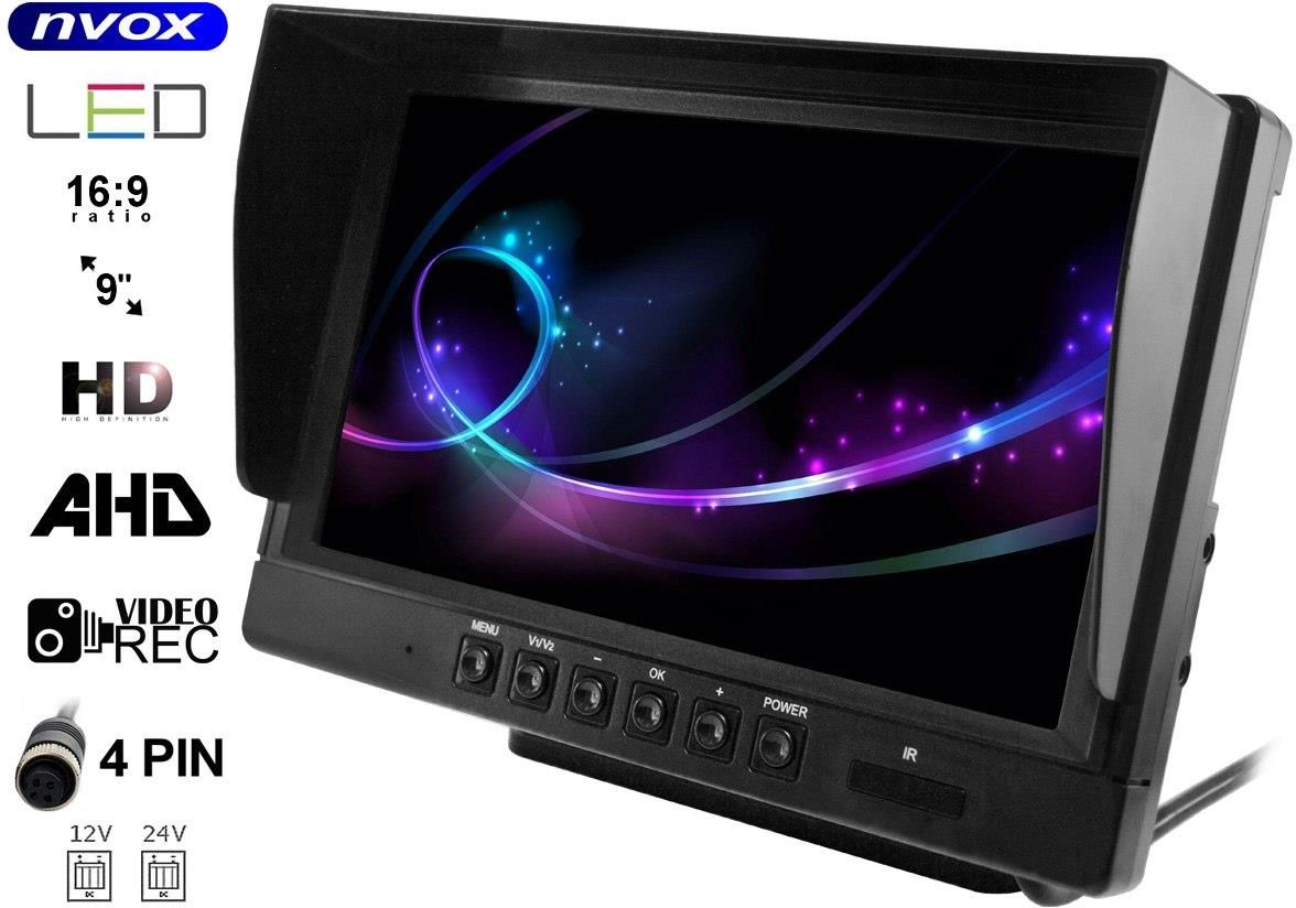 Monitor samochodowy lcd 9cali ahd 4pin z funkcją rejestratora 12v 24v oraz 4 kamery ahd NVOX - zdjęcie 5 Monitor samochodowy lcd 9cali ahd 4pin z funkcją rejestratora 12v 24v oraz 4 kamery ahd NVOX