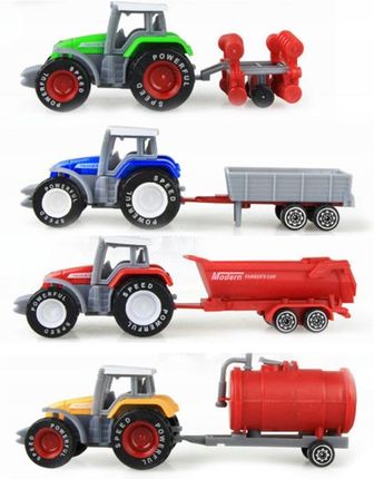 Norimpex Zestaw 4 Traktory Z Maszynami Metalowa Karoseria