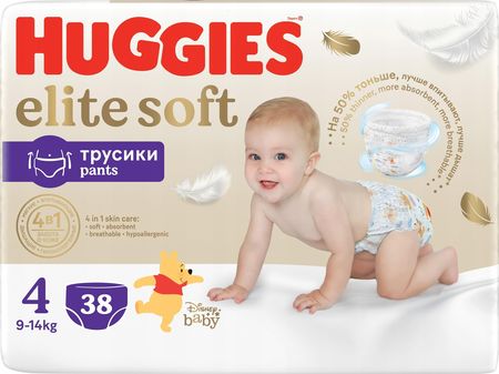 Huggies Elite Soft Pieluchomajtki rozmiar 4 38szt
