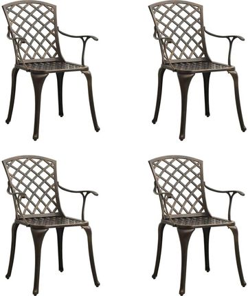 Lumarko Krzesła Ogrodowe 4 Szt. Odlewane Aluminium Brązowe