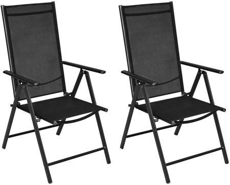 Lumarko Składane Krzesła Ogrodowe 2 Szt. Aluminium/Textilene Czarne