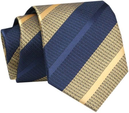 Krawat - ALTIES - Żółto Granatowe Prążki KRALTS0732