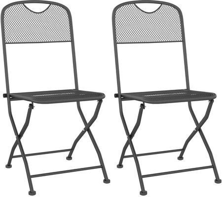 Składane Krzesła Ogrodowe 2szt. Antracytowe Metalowa Siatka