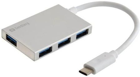Sandberg Pocket Hub - hub - 4 ports USB hub - 4 - Srebrny (13620)