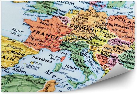 Fototapety.Pl Mapa Europy Zachód Państwa Stolice Fototapeta Na Ścianę 250x250cm Magicstick